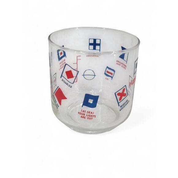 Libbey ENCO Signal Flags Glass Set of 8 Nautical Maritime‎ Promo Barware Vintage - Picture 3 of 5